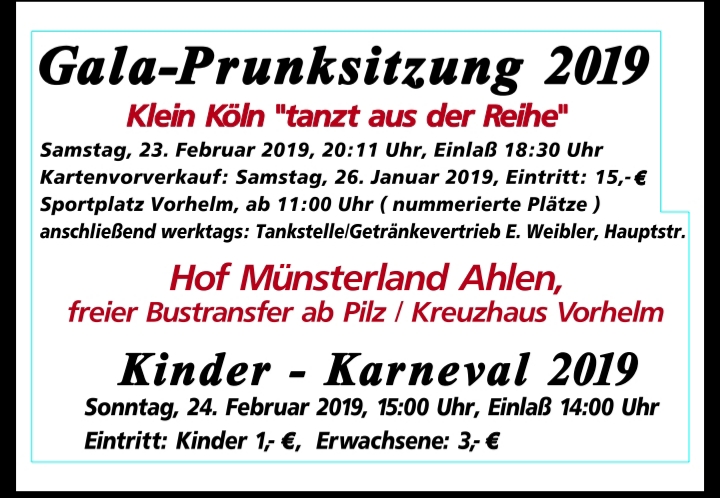 Gala-Prunksitzung und Kinderkarneval 2019 / Klein Köln “tanzt aus der Reihe”