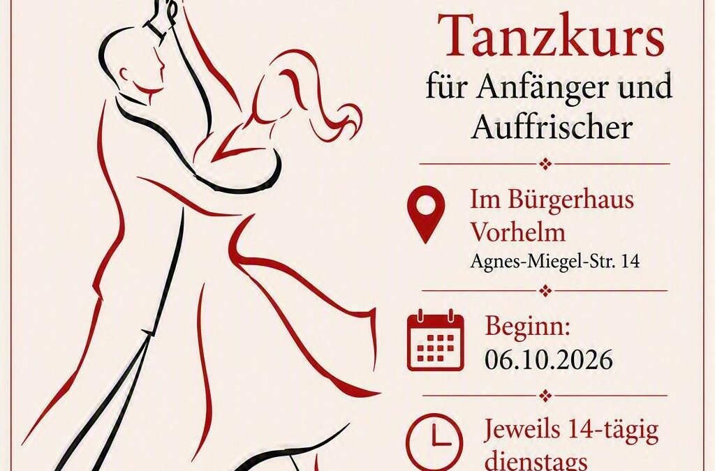 Tanzkurs für Anfänger und Auffrischer im Bürgerhaus Vorhelm